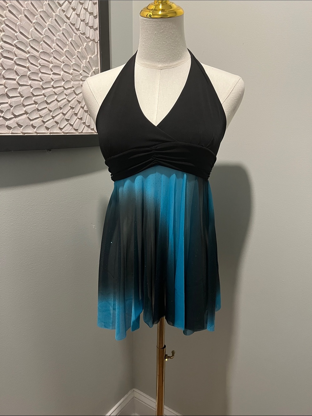 Body Wrappers Black and Teal Halter Dance Top